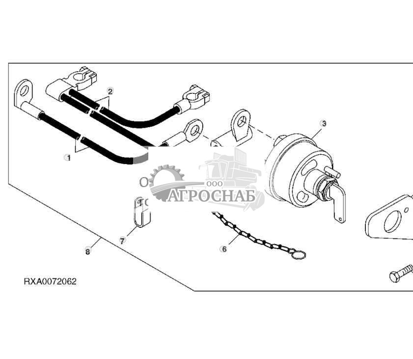 Навесное оборудование, комплект размыкающего переключателя аккумуляторных батарей кабеля соединения на массу 